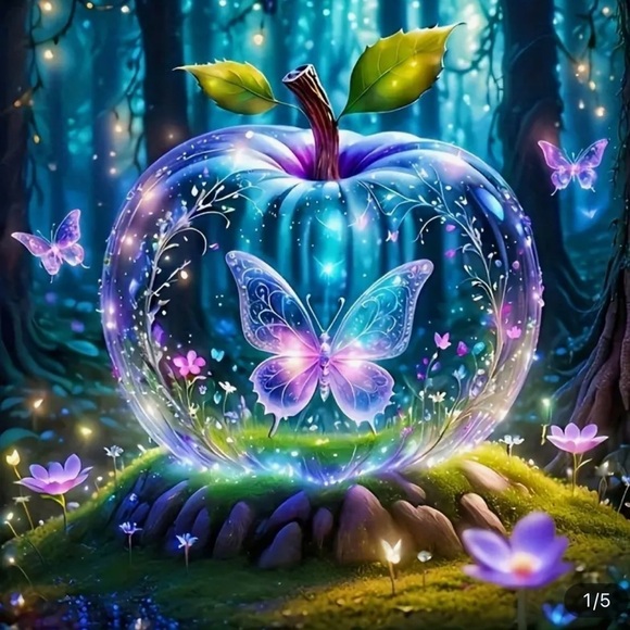 5D Diamond Art DIY Painting Kit Apple Butterfly Themed 30 x 30cm|11.81 x 11.81in - Picture 5 of 11
